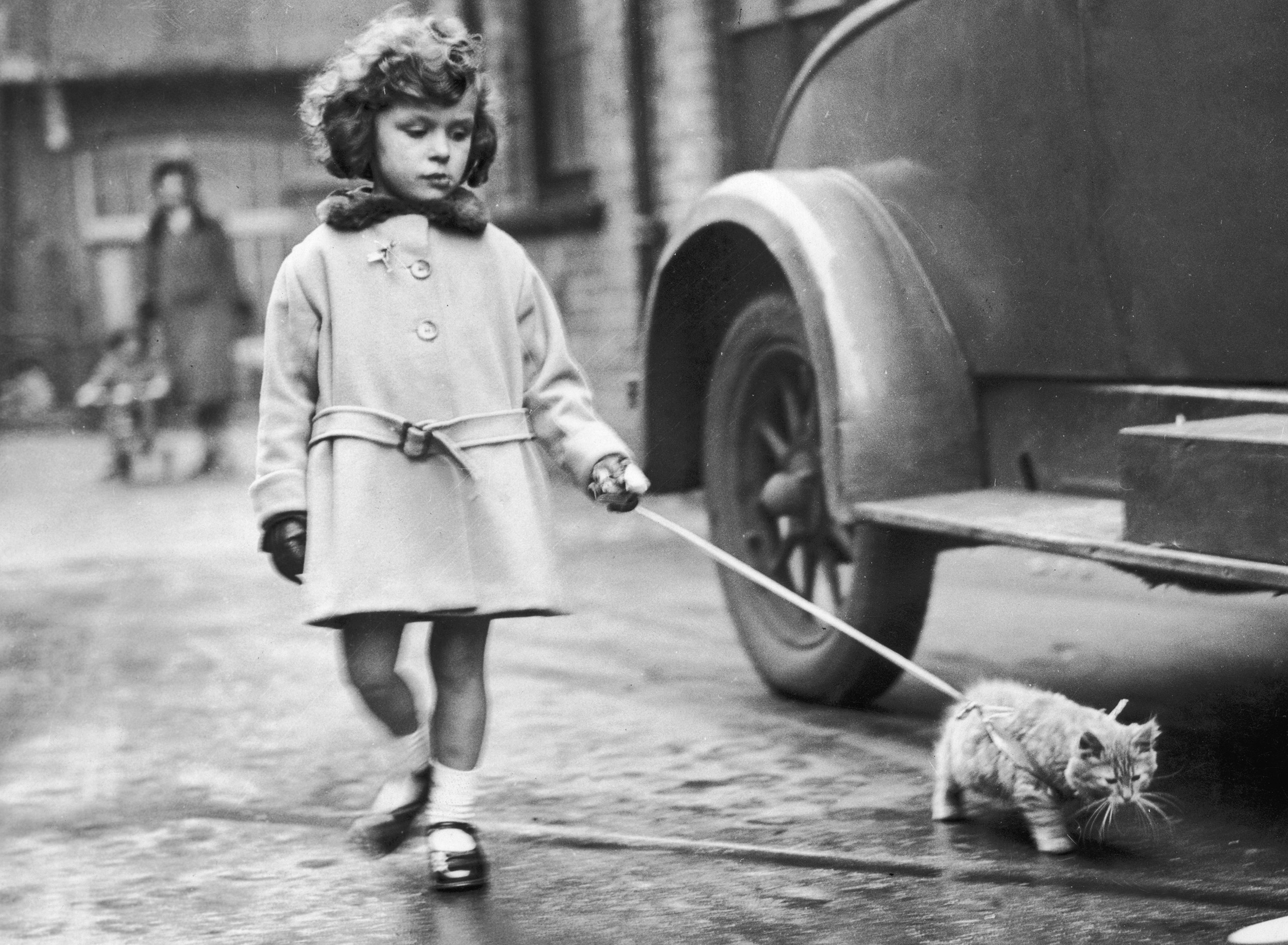 1931 december 2 Egy kislány a cicájával érkezik a National Cat Club kiállítására a londoni Crystal Palace ban