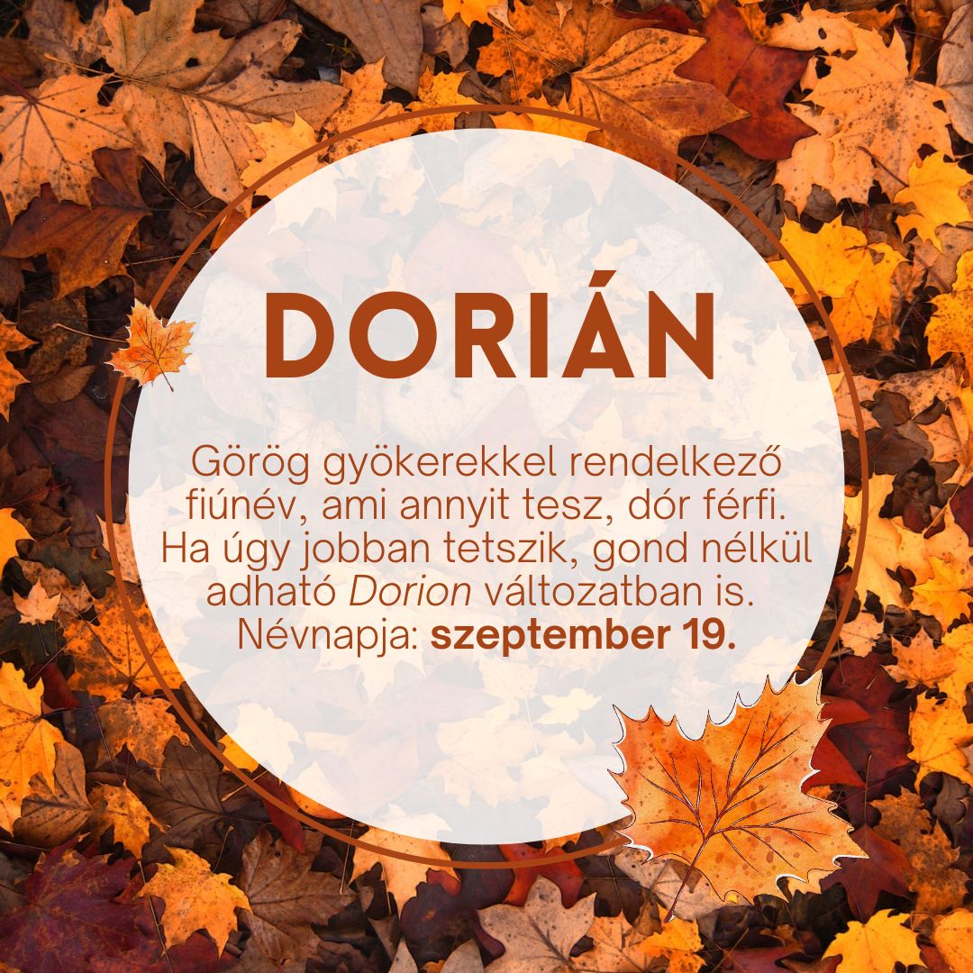 Dorián név jelentése és névnapja