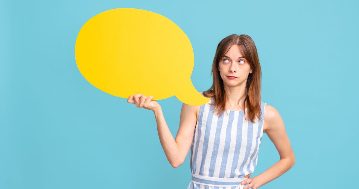 nő gondolkodik buborék