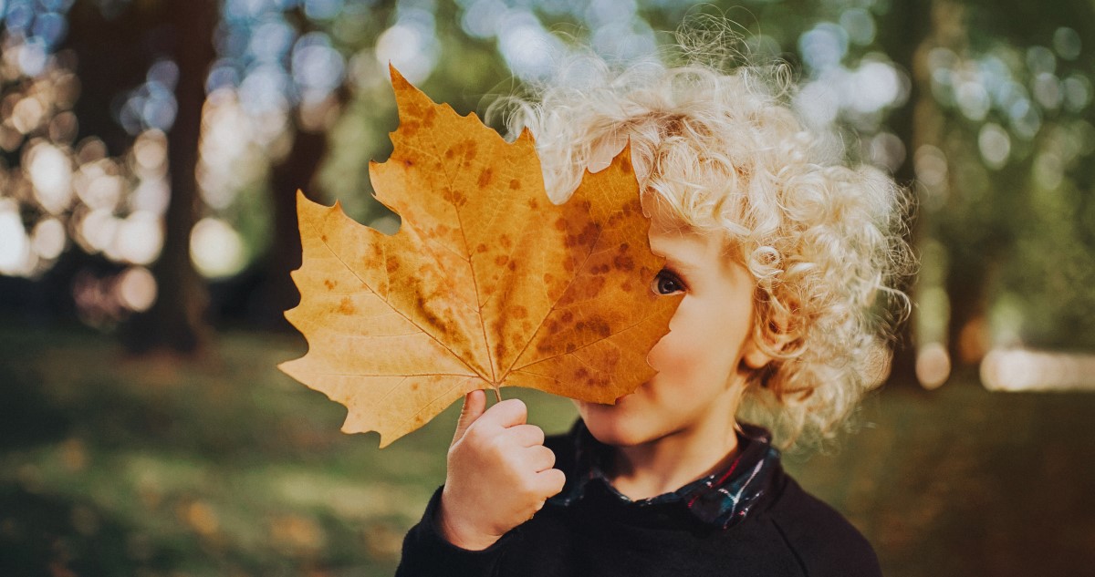 kislány falevéllel