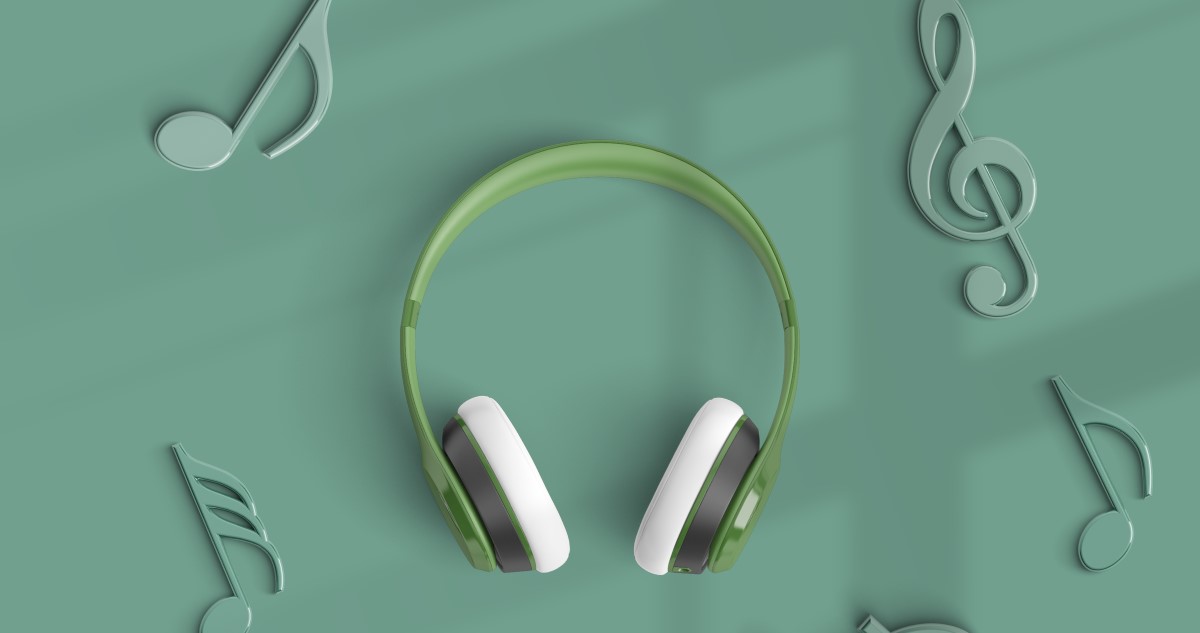 fejhallgató hangjegyekkel