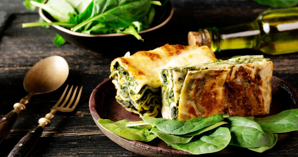 lasagne, spenót