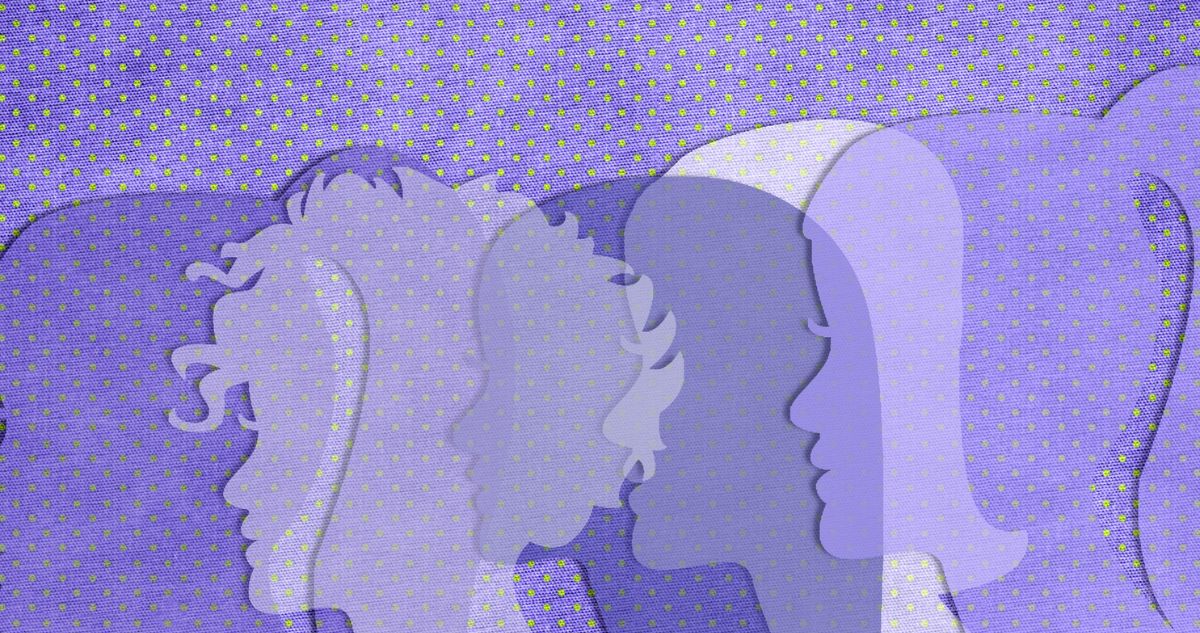 női fejek sziluettjei grafika