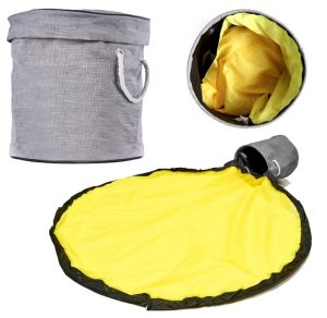 Kruzzel 19556 – összehajtható, játékkosár játszószőnyeggel 2in1, szürke, sárga (Kép forrása: alza.hu)