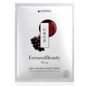 Korika FermentBeauty Anti-wrinkle ráncok elleni gézmaszk fermentált vörösborral és hialuronsavval