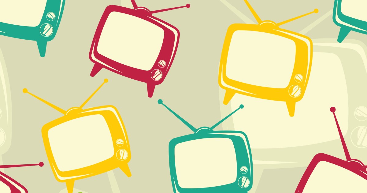 retro tévé ikonok, piros, zöld és sárga színekben