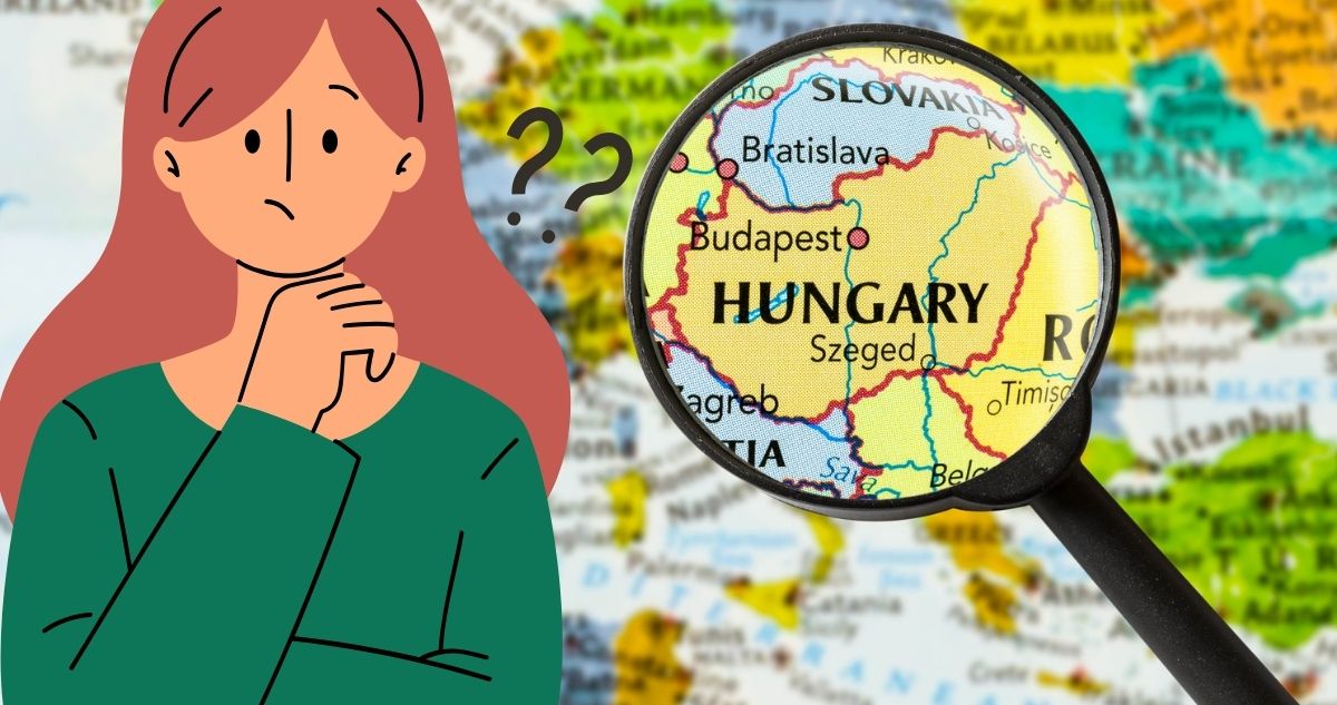 nő magyarország térkép előtt gondolkodik